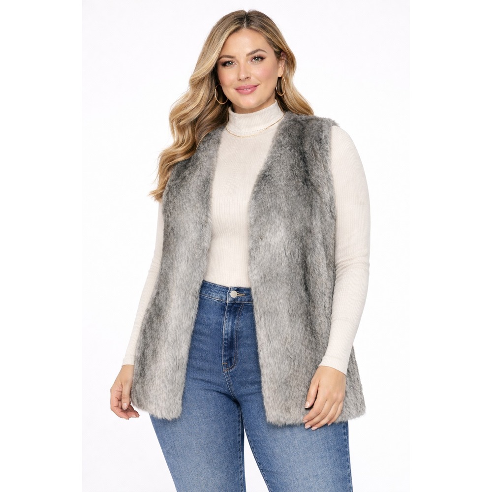 Philosophy Faux Fur Vest‎ XL Gray Sleeveless Soft Plush Cozy Fairy Boho-glam